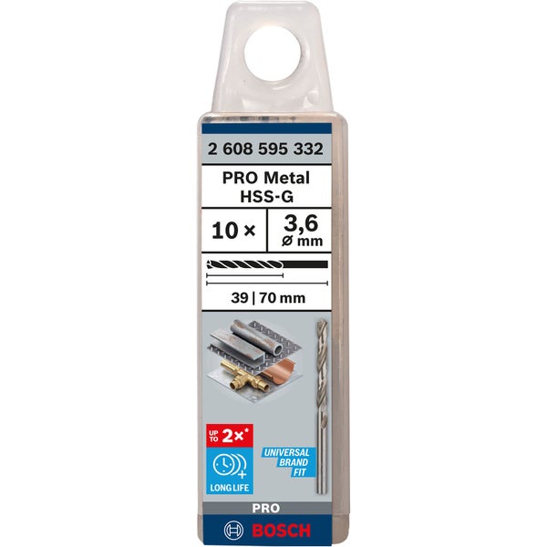 Bosch PRO Metal HSS-G Spiralbohrer 3,6 x 39 x 70 mm - 2608595332