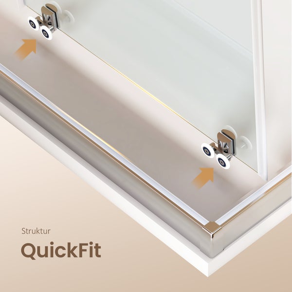 Detailansicht einer Duschkabine mit QuickFit Mechanismus