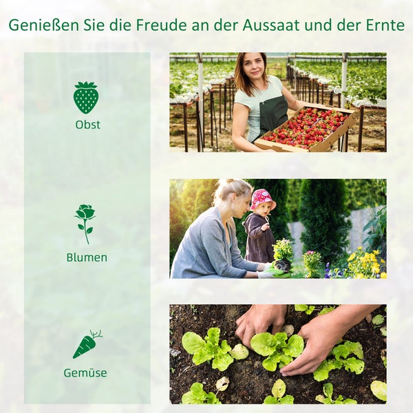 Outsunny Foliengewächshaus Polytunnel 4 x 3 x 2 m begehbares Gewächshaus mit aufrollbar Abdeckungen Folientunnel Treibhaus UV-Schutz Stahlrohr Weiß