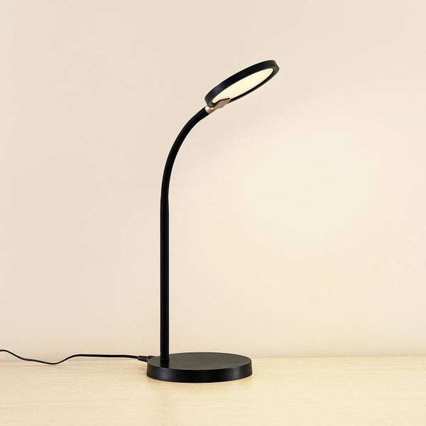 Lindby LED Tischlampe Binera ( Touchdimmer) dimmbar (Modern) in Schwarz (1 flammig, ) - Tischleuchte Schreibtischlampe Nachttischlampe Touch Lampe Arbeitszimmerleuchte