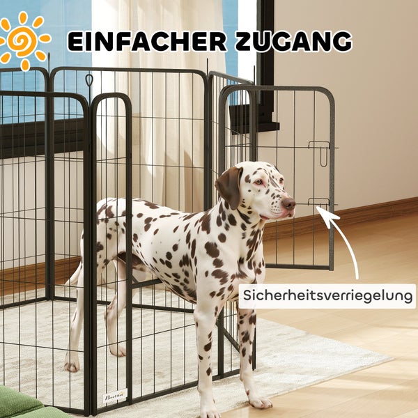PawHut Welpenlaufstall 6-eckig Welpenauslauf mit 6 Gitterplatten Tür flexibel faltbar Schutzplane Freilaufgehege 100cm hoch Hundelaufstall Welpengitter für Hund Katze Laufgitter für drinnen draußen