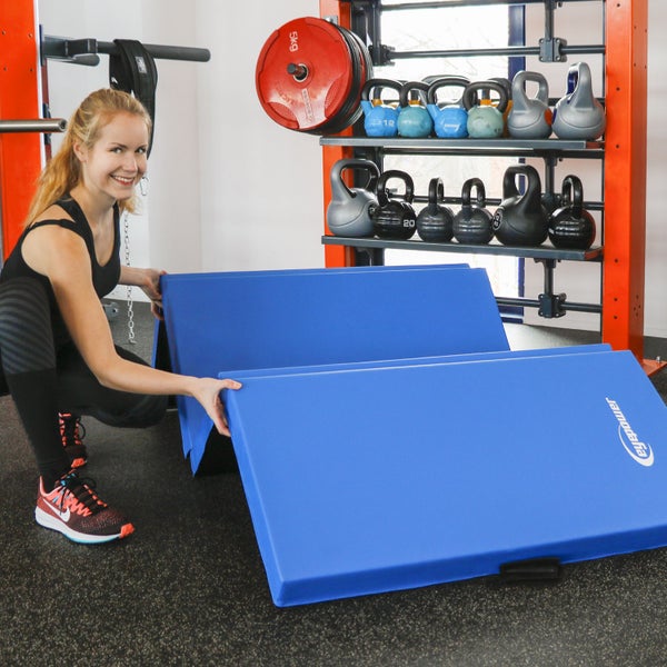 200x100cm Klappbare Gymnastikmatte - 8 cm dicke Turnmatte Blau Schwarz