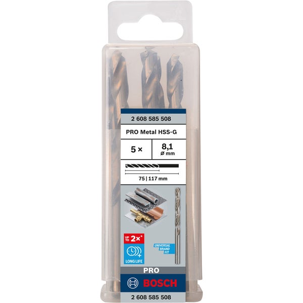 Bosch PRO Metal HSS-G Spiralbohrer 8,1 x 75 x 117 mm - 2608585508