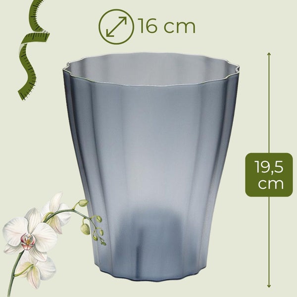 Kunststoff Pflanztopf mit den Maßen 16 cm Durchmesser und 19,5 cm Höhe