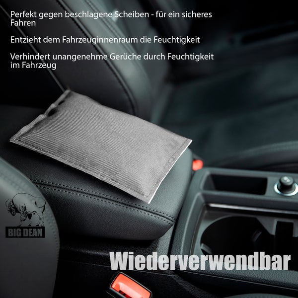 BigDean 2 Stück Luftentfeuchter Auto 2x 330g Auto Entfeuchter Kissen mit Granulat für beschlagene Autoscheiben - wiederverwendbar speichert die Feuchtigkeit ohne Tropfen - verhindert schlechte Gerüche