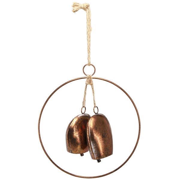 Dekorative Windspiele mit zwei Glocken in einem Kreisrahmen zum Aufhängen