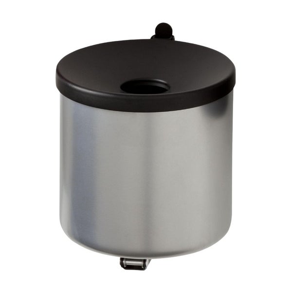 PROREGAL SparSet 4x Runder Feuerlöschender Wandaschenbecher 2 Liter HxØ 16 x 16 cm Metal Silber Mit Schwarzem Deckel