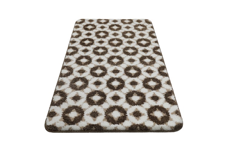 Badteppich Weiß Beige Braun J&J WECONhome Basics 55x65 cm
