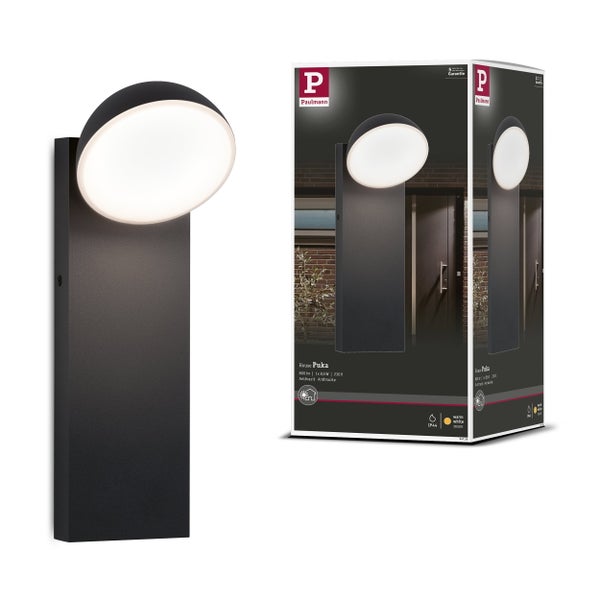 Wandkosmetikspiegel mit schwenkbarem Arm, LED Beleuchtung und einstellbarer Farbtemperatur von 2700 bis 6500 Kelvin.