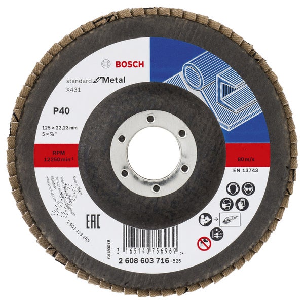 Bosch Fächerschleifscheibe X431 Standard for Metal gerade 125 mm 40 Glasgewebe - 2608603716