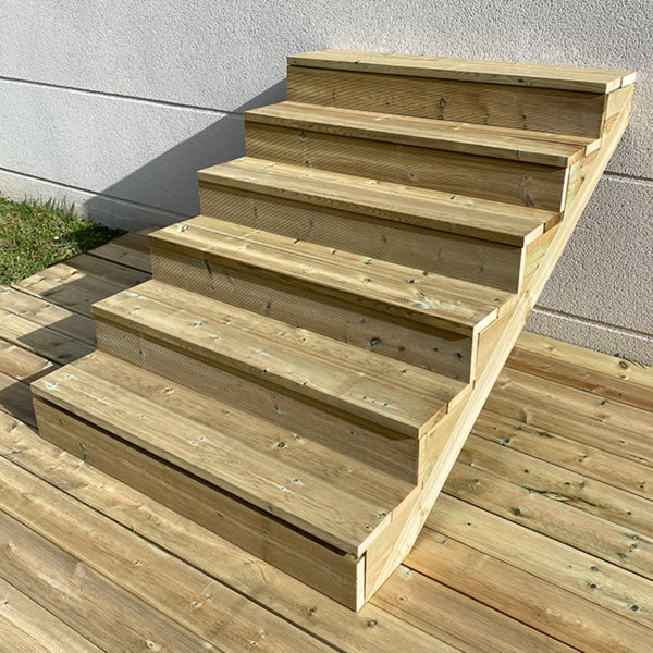 Außentreppe, Gartentreppe, Terrassentreppe  Holz H105cm 6 Stufen, Breite 120cm, MIT Setzstufen