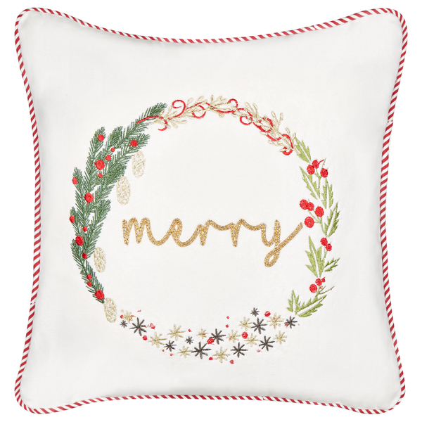 Dekokissen 2er Set EUCHARIS Samtstoff 45 x 45 cm Weiß Weihnachtsmotiv