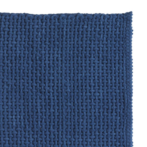 Badezimmerteppich cm 50X80 aus blauer Baumwolle und Mikrofasern | Frangipani