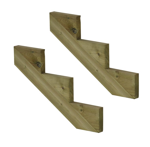 2er Set Treppenwange 3 Stufen aus KDI Holz für Gartentreppe, Außentreppe, Terrassentreppe n-Höhe 51cm