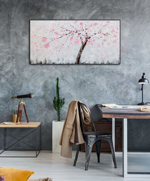 Handgemaltes Gemälde Acrylfarbe 123x63cm Grau
