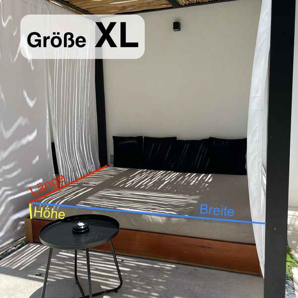 Lulu-Belle Bankauflage Marocco Größe XL | nach Maß – Individuelle Größe & Farbe | Perfekte Passform | Maßgefertigte Outdoor-Matratze Liegeauflage Sitzauflage | Länge bis 160 cm, Breite bis 150 cm, Höhe bis 10 cm