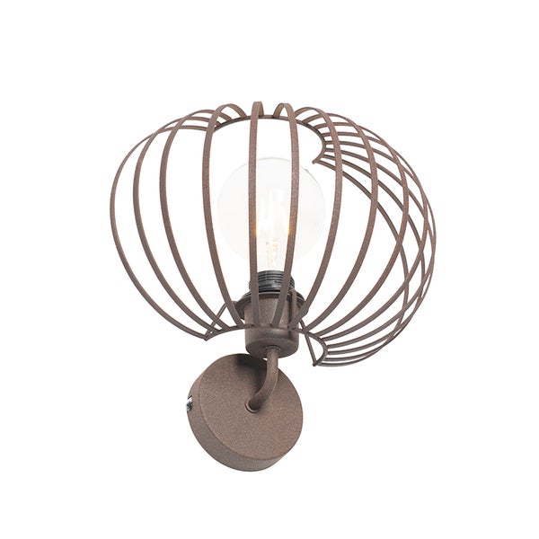 Wandleuchte mit Drahtkäfig und Glühbirne