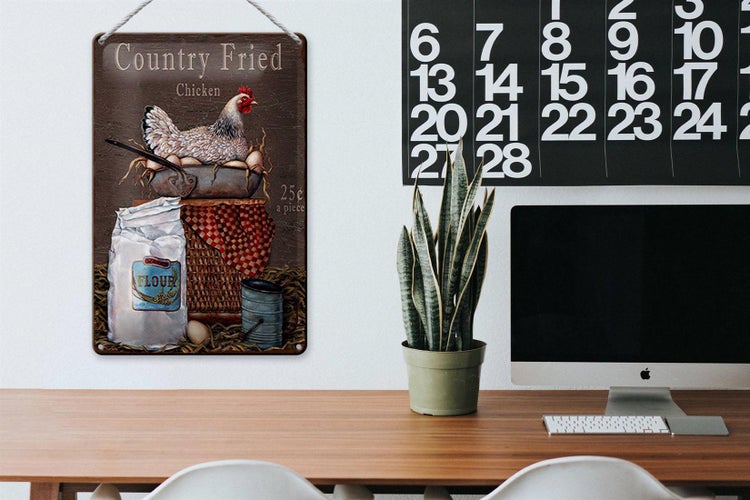Blechschild Spruch 20x30cm Huhn country Fried Chicken