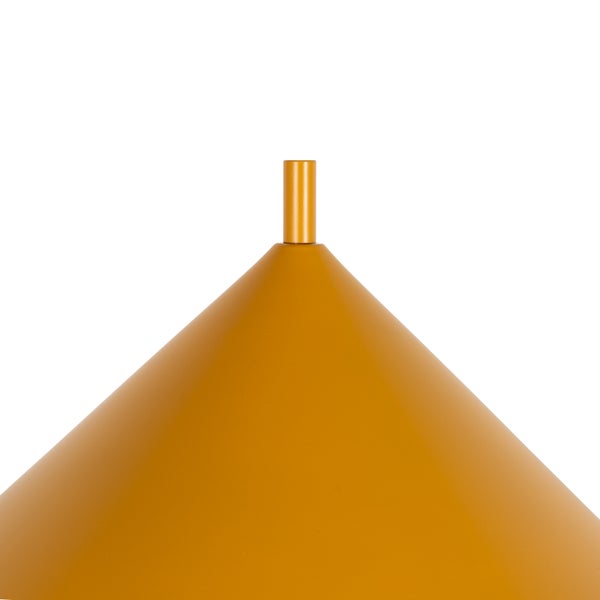 Detailaufnahme einer senffarbenen Lampenoberseite