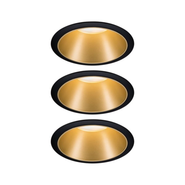 Smart Home Zigbee Set Smart Home Zigbee 3.0 Einbauleuchte Cole + Zigbee Coin IP44 rund 88mm 3x6W 3x470lm 230V dimmbar 2700K Schwarz/Gold matt