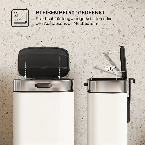 Mülleimer mit 90 Grad Öffnungswinkel für einfachen Müllbeutelwechsel
