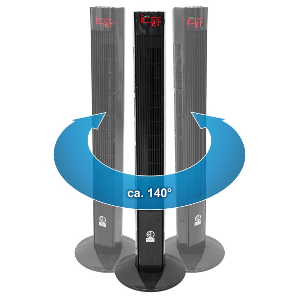 ECD Germany Turmventilator mit LED Display und Fernbedienung XL, 45W, 116 cm, Schwarz, mit 3 Geschwindigkeitsstufen und Ventilationsmodi, 140° Oszillation, Standventilator Säulenventilator Ventilator