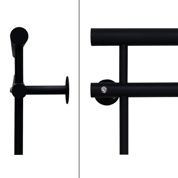 ECD Germany Französischer Balkon 90 x 184 cm mit 14 Füllstäben, Schwarz matt & rau, Stahl pulverbeschichtet, Balkongeländer Stabgeländer Balkonbrüstung Balkongitter Fenstergeländer Außen Fenstergitter