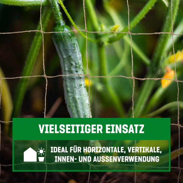 GardenGloss Jute Ranknetz Nachhaltig 100% Biologisch Abbaubar - Mit grosser Maschenweite für Gurken, Tomaten und Anderen Gemüsepflanzen - Rankhilfen für Kletterpflanzen (2m x 7.5m)