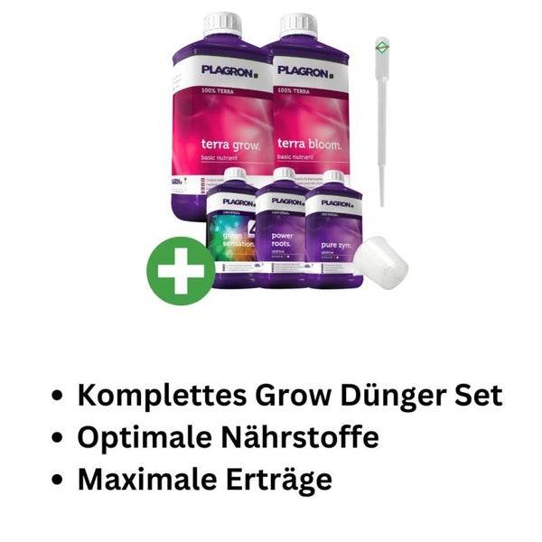 Plagron 5-Teiliges Dünger Set Terra XL – Komplettset für optimales Pflanzenwachstum & Blüte | Für Orchideen, Bonsai, Gemüse & mehr, inklusive Terra Bloom, Grow, Power Roots, Pure Enzym & Green Sensation