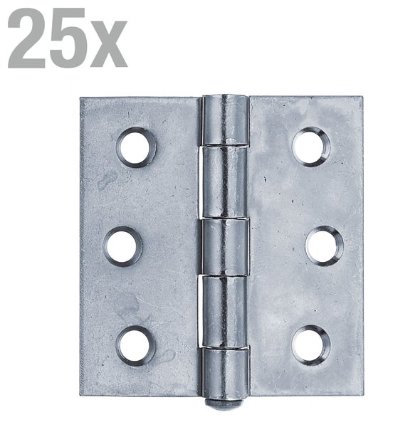 Set von 25 Scharnieren aus Metall mit sechs Schraublöchern
