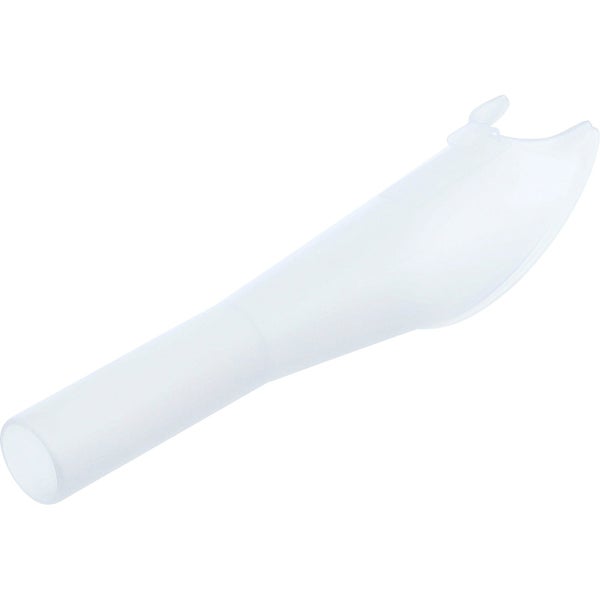 Transparente weiße Kunststoffdüse für Kartuschen zum präzisen Auftragen von Silikon oder Dichtstoff.