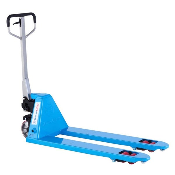 HanseLifter Hubwagen aus Metall in Blau mit einer Tragkraft von 2,5 Tonnen und Tandemrollen.