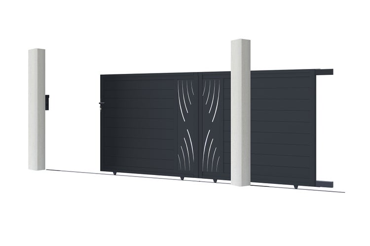 Schiebetor aus Aluminium 3,5m VELETA 350C160 Grau