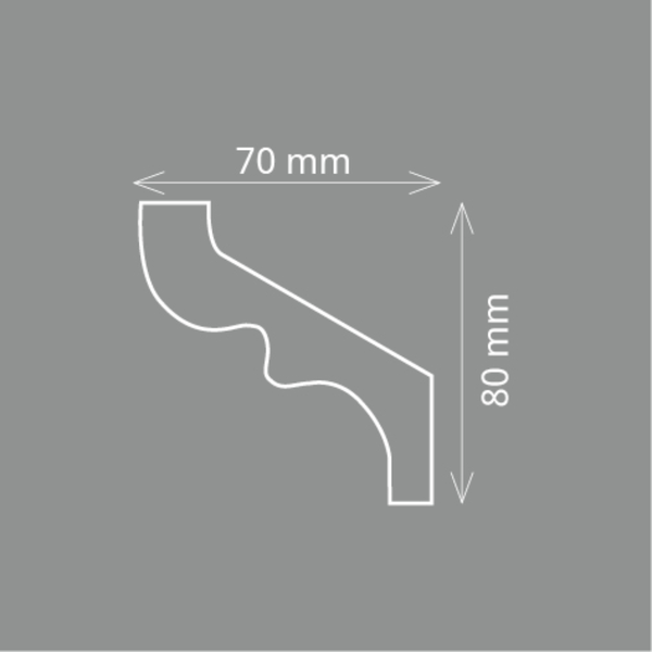 Zierleiste S 80 (70 x 80 mm), Länge 2m