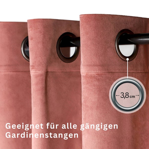 Gardine mit Ösen und einem Durchmesser von 3,8 Zentimetern zur Anbringung an Gardinenstangen