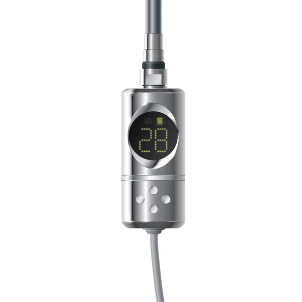 ML-Design Heizstab 900W Chrom mit Thermostat und LCD Bildschirm, Elektronischer Temperaturregler und Timing-Funktion, Heizpatrone Heizelemente für Badheizkörper Heizungen, Elektroheizstab mit Stecker