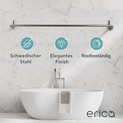 Erica Duschvorhangstange L-form & U-form - 4-in-1 System für Badewanne oder Dusche - Duschstange Ecke - Stahl mit Pulverbeschichtung - Ohne Deckenhalterung - Grau