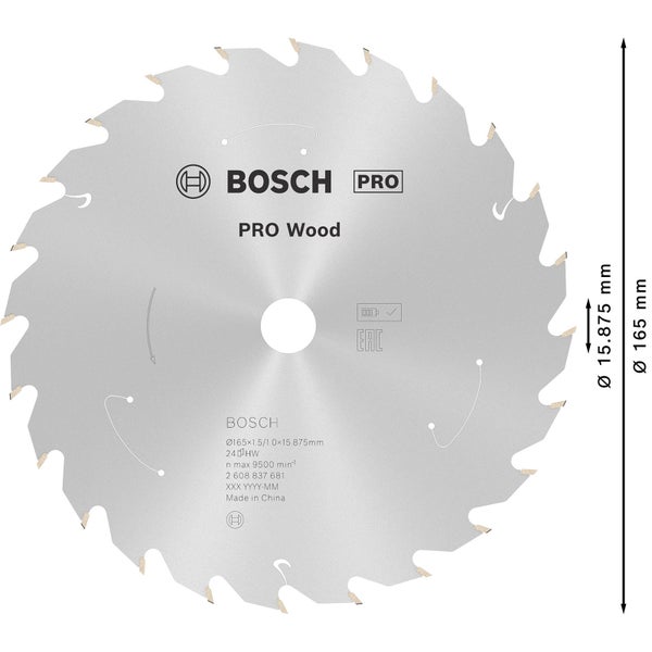 Bosch Pro Holzsägeblatt, Durchmesser 165 Millimeter