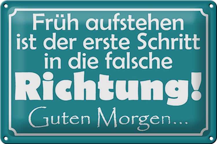Blechschild Spruch 30x20cm Früh aufstehen erste Schritt