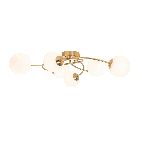 Deckenleuchte mit sechs runden Lampenschirmen