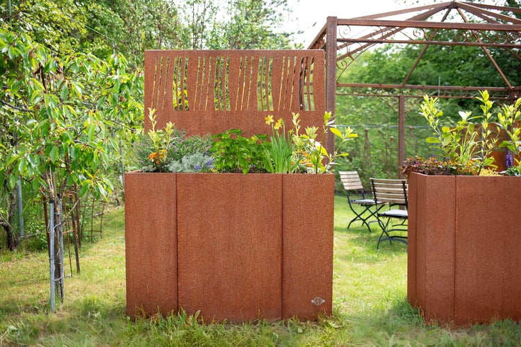 Sichtschutz Hochbeet ELEO Manarola mit Piave 40 x 136 x 180 cm Cortenstahl