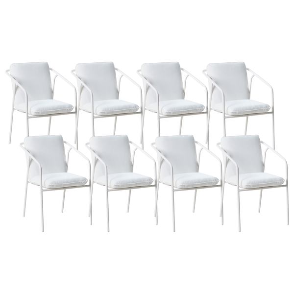 Set mit 8 Stühlen und Sitzkissen ASCIANO Metall Weiß