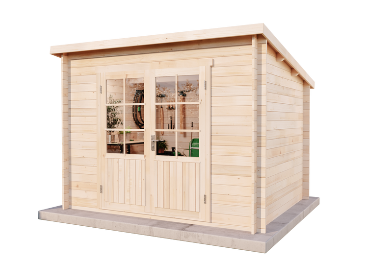 Gartenhaus aus Holz mit Doppeltür und Fenstern