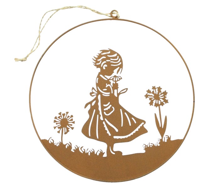 FRANK FLECHTWAREN | Hänger Mädchen mit Blume, METALL, 25 x 0,5 x 26 cm