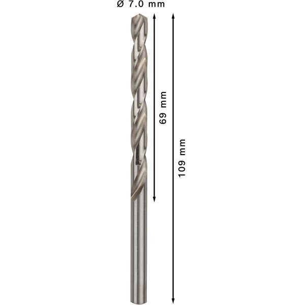 Metallbohrer mit Durchmesser sieben Millimeter und einer Länge von 109 Millimeter