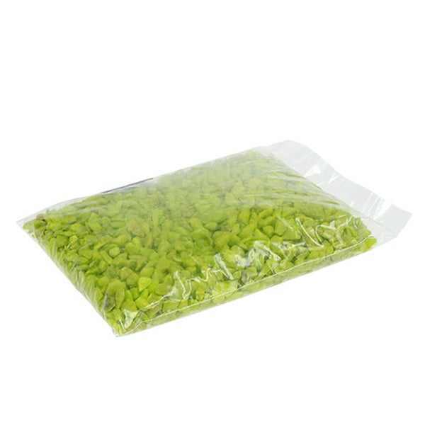Transparenter Beutel mit grünem Dekokies.