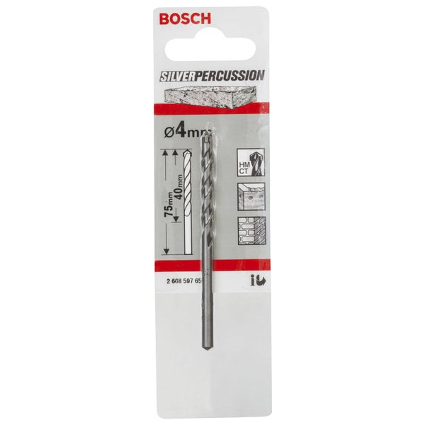 Bosch Silver Percussion Steinbohrer, Durchmesser 4 Millimeter in Verpackung