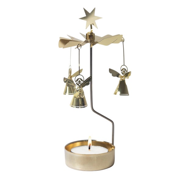 Weihnachtspyramide mit Engel-Anhängern und Teelichthalter