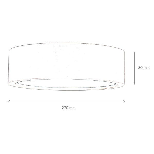 Illustration einer Leuchte mit den Maßen 270 Millimeter mal 80 Millimeter.