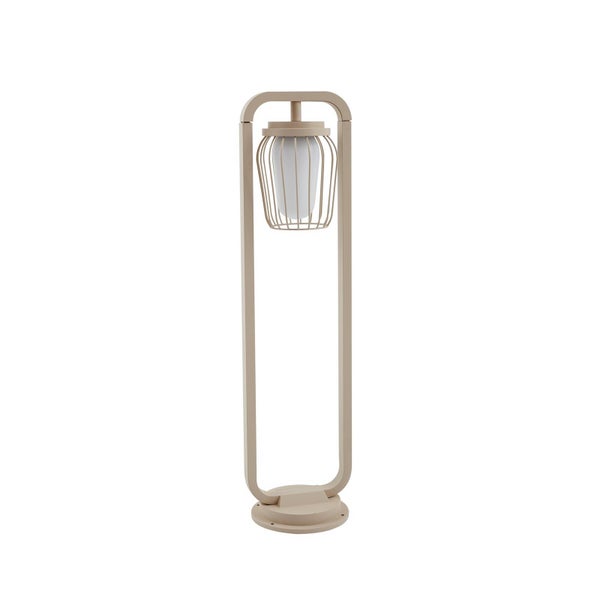 Lucande Außenleuchte Chandan (spritzwassergeschützt (Modern) in Creme aus Aluminium (1 flammig, E27) - Wegeleuchte Pollerleuchte Wegelampe Sockelleuchte